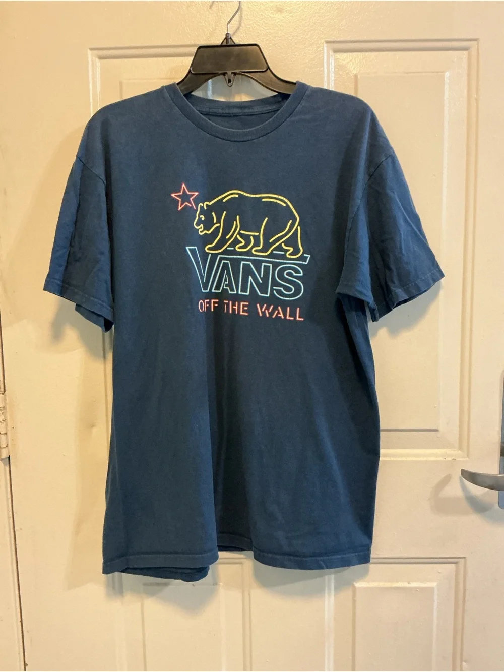 Vans Navy Tee with Neon Bear Graphic - Picture 1 of 2